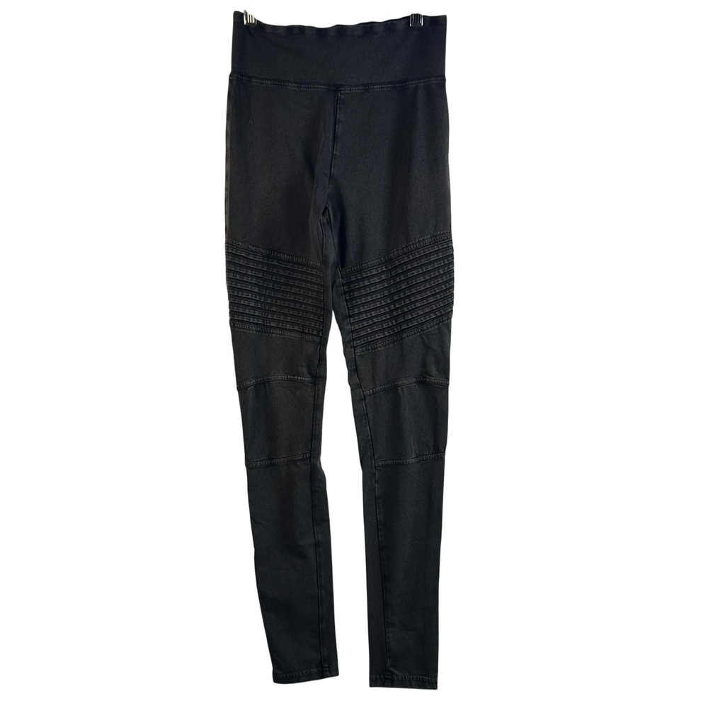 BP Moto Leggings Black Washed Cotton Spandex Moto Stitch Detail Size S